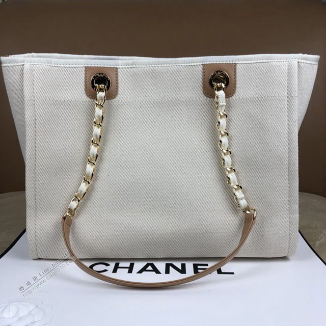 Chanel女包 A66939 Chanel Cabas Ete沙灘包 Chanel春夏新品珍珠帆布購物袋  djc4049